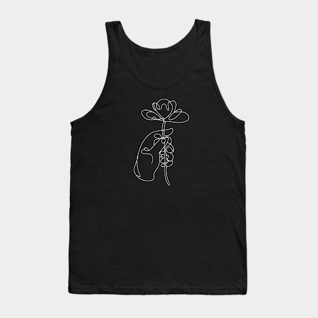 Nature’s Embrace: Minimalist Floral Hand” Tank Top by DAVINCIOO